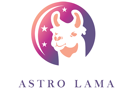 Logo of Astro Lama featuring the head of a llama in front of a stylized crescent moon and stars, capturing the essence of subscriber engagement.